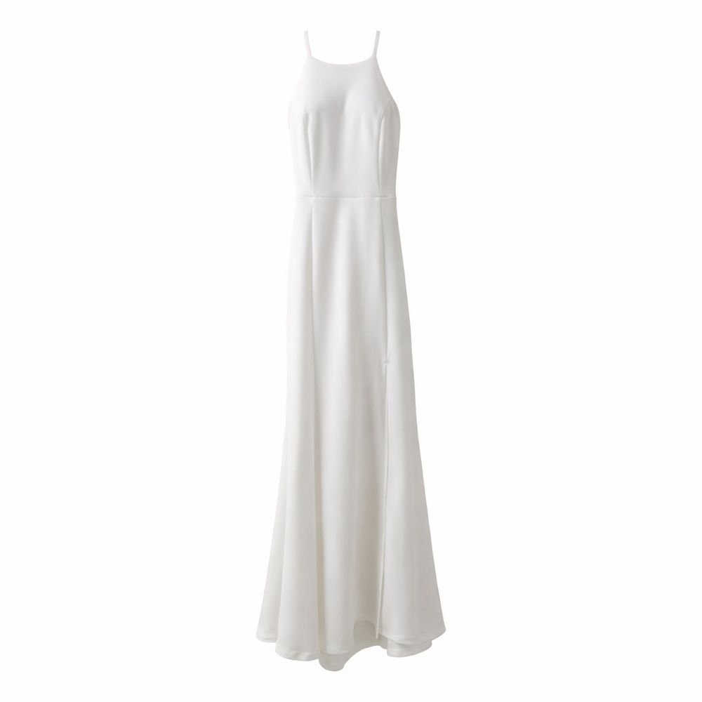 BebeBeige White Backless High Slit Maxi Dress Size M